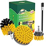 SCRUBIT Drill Brush Attachment Set - Power Scrubber Tile and Grout Tool - Use for Kitchen, Shower, Bathtub and Floor Surface - All Purpose Household Cleaning Kit Includes 3 Brushes with A Bit Extender
