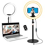 Sensyne Desktop Ring Light for Video Conference Lighting, 10' Ring Light with Stand for Computer Zoom Meetings, Laptop Ring Light for Video Recording/Live Streaming/Make Up/Online Video Call