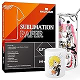 MECOLOUR Sublimation Paper Heat Transfer Paper 8.5x11 Inch A4 100 Sheets 120gsm for Any Inkjet Printer with Sublimation Ink for Mug, T-shirt, Light Fabric DIY Gift