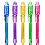 STENDA Invisible Ink Pen 5 PCS, Spy pen, With UV Pen Light, Party Favors for Kids 8-12, Stocking Stuffers for Kids Christmas, provide Thanksgiving, Halloween for Boys Girls Goodie Bag Stuffers
