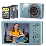 Digital Cameras for Photography, 4K Vlogging YouTube Cameras with 32GB SD Card, Small Point and Shoot Digital Cameras for Beginners, and Teens -Blue
