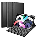 Fintie Keyboard Case for iPad Air 5th Generation (2022) / iPad Air 4th Gen (2020) 10.9 Inch with Pencil Holder - Soft TPU Back Cover with Magnetically Detachable Bluetooth Keyboard, Black