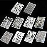 10 Styles Plastic Embossing Folder DIY Craft Template Molds Stamp Stencils Scrapbook Paper Cards Photo Album Making Tool Embossing Folders Handmade Art Craft Supplies Fondant Cake Decorating Mold