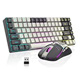 RedThunder K84 Wireless Keyboard and Mouse Combo, RGB Backlit Rechargeable Battery, 75% Layout 84 Keys TKL Ultra Compact Gaming Keyboard & Lightweight 3200 DPI Honeycomb Optical Mouse (White-Gray)