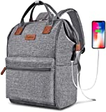 BRINCH Laptop Backpack for Women Men, Personal Item Travel Bag for 15.6 Inch Computer with USB Charging Port Water Resistant College School Nurse Backpack Bag Carry On Bookbag for Work/Business,Gray
