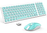 Wireless Keyboard and Mouse Combo, Ultra Thin Quiet Portable Wireless Keyboard and 2.4GHz Wireless Mouse with Nano USB Receiver for Windows Laptop PC Notebook (White(Blue Keys))