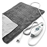 Pure Enrichment® PureRelief™ XL Heating Pad - LCD Controller with 6 InstaHeat Settings for Cramps, Back, Neck, & Shoulder Pain Relief, Moist Heat Option, Machine Washable, 12' x 24' Storage Bag (Gray)