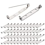 BEADNOVA Brooch Pin Back 60pcs Bar Pin Back 1.5 Inch Clasp Pin Back Brooch Pin Backs for Crafts Badge Name Tag DIY Jewelry Making & Craft (60 Pcs, Silver Color)