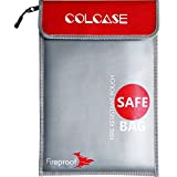 COLCASE Fireproof Document Bag (2000 ℉ )15 x 11 Inches Silicone Coated Fireproof and Waterproof Money Bag Fireproof Safe Storage for Money , Documents , Jewelry and Passport