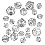 JIALEEY Spiral Bead Cages Pendants, 30 PCs 3 Sizes Silver Plated Stone Holder Necklace Cage Pendants Findings for Jewelry Making and Crafting