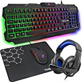 G-LAB Combo Argon E - 4-in-1 Gaming Bundle - Backlit QWERTY Gamer Keyboard, 3200 DPI Gamer Mouse, Gaming Headset, Non-Slip Mouse Pad - PC PS4 PS5 Xbox One Gamer Pack