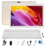 Android Tablet 10 Inch, 4GB RAM 64GB Storage, Android 11.0, Octa-Core Processor, Tablet with Keyboard, Large Battery, Dual Camera, Wi-Fi, Bluetooth, GPS, Mouse,Tablet Cover,LNMBBS Tablet,Gold