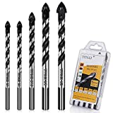 Concrete Drill Bit & Masonry Drill Bit Set, Professional Drill Bit Set (5PCS) for Glass/Brick/Plastic/Cement/Wood/Tile/Etc, Industrial Strength Carbide Drill Bit Tip, 1/4'-1/2' by TITGGI