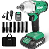 KIMO 20V Cordless Impact Wrench 1/2 inch, 2000 In-Lbs Torque 3400 IPM, Impact Gun w/ Charger ＆ 2.0Ah Li-ion Battery, 7 Pcs Sockets,Variable Speed, Compact Electric Impact Wrench Set for Home ＆ Car