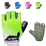SPARKFIT Half Finger Cycling Gloves for Road Bikes and Mounting Biking, Bicycle Gloves Mountain Bike Gloves Non-Slip Shock Absorbent Palm Grip, Moisture Wicking Lightweight Lycra, Snug Compression