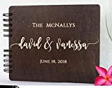 Wooden Wedding Guest Book (11' x 8.5', Burnt Cocoa Wood Finish) Personalized Rustic Photo Guestbook Album Bridal Shower Registry Made in USA