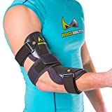 BraceAbility Cubital Tunnel Syndrome Elbow Brace | Splint to Treat Pain from Ulnar Nerve Entrapment, Hyperextended Elbow Prevention and Post Surgery Arm Immobilizer - S (Small/Medium)