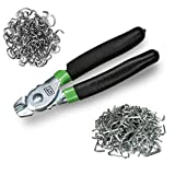 Cascade Tools Hog Ring Pliers Kit with 600 Pack of Hog Rings in 1/2' and 3/4' Galvanized Steel - Perfect for Cages, Automotive Upholstery, Furniture, Bungee Cords, and More!
