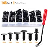 GOOACC 146PCS Nylon Bumper Shield Retainer & Double End Xmas Tree Retainers Clips Universal Auto Body Shield Retainer Fastener Clip Assortment- Bonus Fastener Remover 