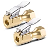 AstroAI Air Chuck, Heavy Duty Closed Flow Lock On Tire Chuck with Clip for Inflator Gauge Compressor Accessories, Yellow