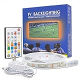 TV Led Backlight 18.3ft, Bright RGBW Strip Lights for 85-92 inch TV,Color Change Mood Light with Multi-Functional Remote and 12V Power Supply