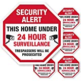 SmartSign 'Security Alert - This Property Under 24 Hour Surveillance, Trespassers Will Be Prosecuted' Label Set | Double-Sided Polyester Window Decal [New]