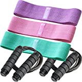 Sierra Concepts Resistance Booty Bands & 2-Pack Jump Rope Skipping Workout Set for Women - Fitness Exercise Equipment Working Out on Leg, Butt, Set of 3 Stretch Fabric Band at Home or Gym