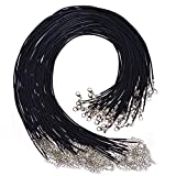 PAXCOO 4336827944 100Pcs Black Waxed Cord with Clasp Bulk for Bracelet Necklace and Jewelry Making (20 Inches)