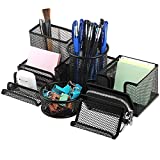 6 Pcs Desk Organizer Desk Supplies Organizer Caddy - Paper Clip Holder, Pen Organizer Storage, Note Box Business Card Box And Letter Case For Office School Home Translucent Black Pen Storage Holder