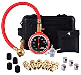Tire Deflator Tools Rapid Air Down Tire Pressure Gauge Kit with Hose and Storage Case Chrome Caps Valve Core Repair Tool Quickly Deflate Tires On Offroad Car Truck Motorcycle RV