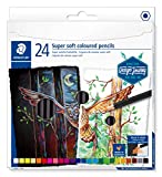 Staedtler Super Soft coloring pencils, rich pigments perfect for light and dark paper, Assorted Color Pencils, Box of 24, 149C C14