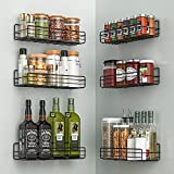 MOFOROCO Spice Rack Organizer Wall Mount (6Pack), Hanging Black Spice Pantry Organization Storage Shelf, Farmhouse Seasoning Organizer, Wall Shelves Kitchen, Flexible Bathroom Home Organization