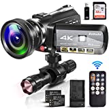 4K Video Camera Camcorders 30MP Ultra HD Infrared Night Vision Wifi Vlogging Camera for YouTube 30X Digital Zoom Touch Screen Camera Recorder with Wide-Angle Lens, 32GB SD card, Infrared Flashlight