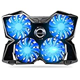 KEROLFFU Laptop Cooling Pad 17 15.6 15 14 13 Inch Heavy Notebook Cooler, Blue LED Lights, 2 USB Ports, Switch for Fans/Light,2 Buttons Dimmable Speed