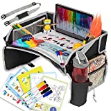 Pillani Kids Travel Tray for Car - Car Seat Tray for Kids Travel, Car Trays for Kids Roadtrip Essentials, Car Seat Table Tray for Kids Road Trip Activities - Toddler Lap Desk Organizer for Carseat