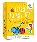 CraftLab Knitting Kit for Beginners, Kids and Adults Includes All Knitting Supplies: Wool Yarn, Wooden Knitting Needles, Yarn Needle and Instructions – Fantastic Gift