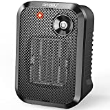 andily 500W Space Electric Small Heater for Home&Office Indoor Use on Desk with Safety Power Switch PTC BLACK