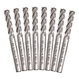 8 Set 1/4 inch End Mill Bits 4 Flute Straight Milling Cutter HSS-AL CNC Square Nose End Mill Bits Straight Shank Drill Bits for Wood, Steel, Titanium(6.35mm,4T)