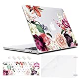 Lapac MacBook Air 13 inch Clear Case 2021 2020 2019 2018 A2337 M1 A2179 A1932, Roses Flower Design For Mac Air 13' Cover, Hard Shell Retina Case with Keyboard Cover Screen Protector, Pink Peony Floral