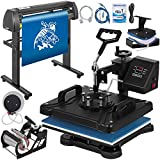 Mophorn Heat Press Machine 12x15 inch 5in1 T-Shirt Heat Press and Vinyl Cutter 34 inch Plotter Machine 870mm Paper Feed Vinyl Cutter Plotter 2 Parcel Separately