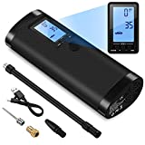 VEEAPE Air Compressor Portable Tire Inflator, Electric Air Pump 120PSI with Pressure Gauge, Heat Dissipation, Rechargeable, Power Bank, Tire Pump for Bike Motorcycle Tires Ball (Black)