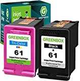 GREENBOX Remanufactured Ink Cartridge 61 Replacement For HP 61 Xl HP 61xl Combo For Envy 4502 4503 4504 4505 Deskjet 1512 1000 1010 2000 3050 3510 Officejet 2620 2621 4632 Printer(1 Black 1 Tri-Color)