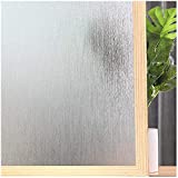 Privacy Window Film No Glue Frosted Glass Sticker for Home Office Static Anti-UV Window Paper Decorative Window Covering for Bathroom (Silver Silk, 17.5' x 78.7')