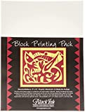 Black Ink 9-Inch by 12-Inch Bleached Mulberry Block Printing Paper, 25-Pack