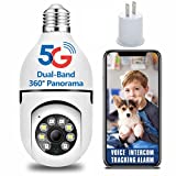 Security Camera Light Bulb Outdoor,Light Bulb Camera 2.4 ghz&5 ghz Light Bulb Security Camera Outdoor Wireless WiFi 362°Indoor Light Socket Security Cameras HD/Night Vision Lightbulb Security Camera