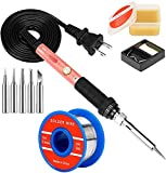 Soldering Iron Kit, 60W Soldering Iron with Interchangeable Iron Tips, 10 in 1 Adjustable Temperature Soldering Welding Iron Kit for any Hobby Enthusiast 110V US Plug