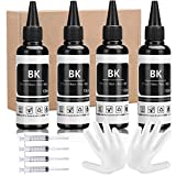 Xcinkjet 4x100ml Sublimation Ink Refill for Epson WF7710 WF7720 ET2720 ET2760 WF3720 ET2750 WF7210 XP7100 WF3620 WF2750 ET2650 C88+ C88 Inkjet Printers Heat Press Transfer Ink (Black)