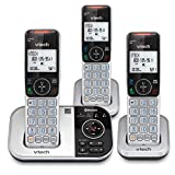 VTECH VS112-3 DECT 6.0 Bluetooth 3 Handset Cordless Phone for Home with Answering Machine, Call Blocking, Caller ID, Intercom and Connect to Cell (Silver & Black)