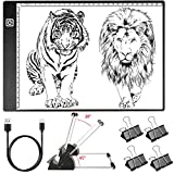 Femont Portable A4 LED Tracing Light Box with Scale,Art Light Pad Light Table with Detachable Stand&4Clips,Adjustable Brightness,USB Power,Ultra-Thin Copy Board for Diamond Painting Drawing Sketching