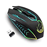 uhuru Wireless Gaming Mouse Up to 10000 DPI, Rechargeable USB Wireless Mouse with 6 Buttons 7 Changeable LED Color Ergonomic Programmable MMO RPG for PC Laptop, Compatible with Windows Mac